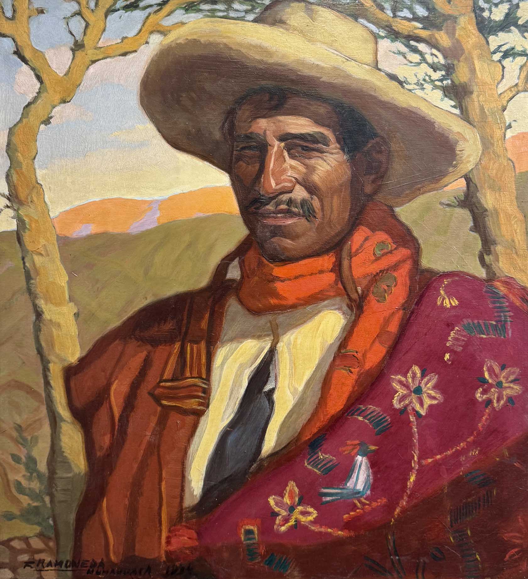 Gaucho con poncho rojo